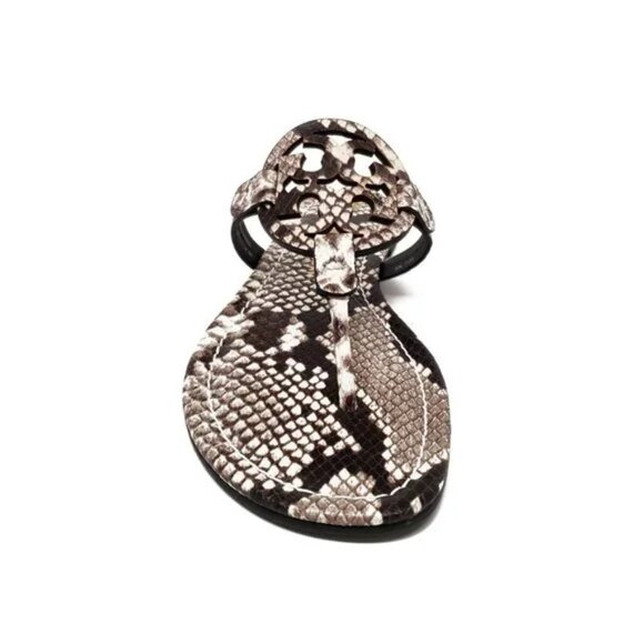 Tory Burch Miller Stamped Snake Print Leather Slip On Flat Sandals Women… - Picture 2 of 11